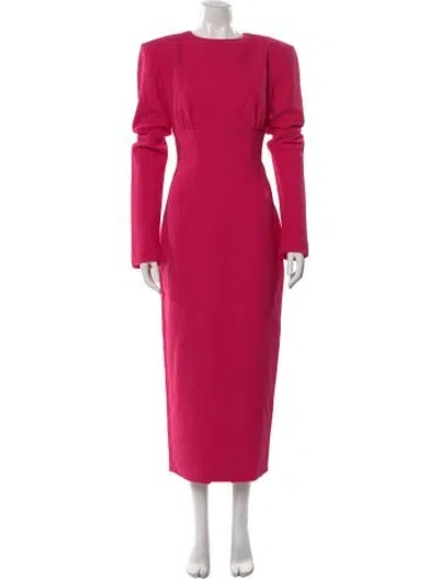 Pre-owned Rachel Gilbert Crew Neck Midi Length Dress In Pink