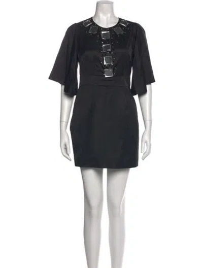 Pre-owned Rachel Gilbert Crew Neck Mini Dress In Black
