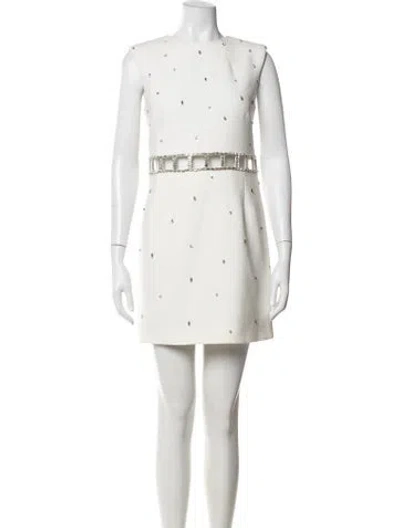 Pre-owned Rachel Gilbert Crew Neck Mini Dress In Neutrals