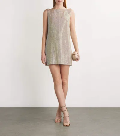 Rachel Gilbert Crystal Embellished Thora Mini Dress In Gold
