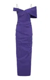 Rachel Gilbert Dahli Asymmetric Shoulder Gown In Purple