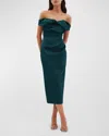 Rachel Gilbert Daria Twisted Draped Off-the-shoulder Midi Dress In Forest