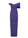 Rachel Gilbert Dhali Off-shoulder Ruched Dress In Purple