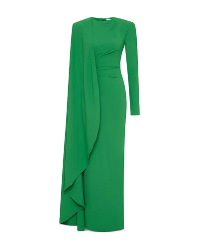 Rachel Gilbert Dion Cape Gown In Green