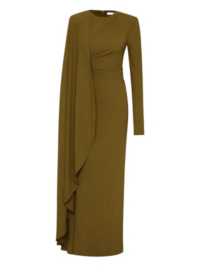 Rachel Gilbert Dion Cape Gown In Green