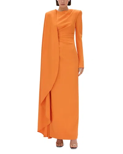 Rachel Gilbert Dion Cape Gown In Orange