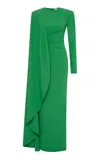 Rachel Gilbert Dion Sculptural Cape Gown In Green