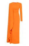 Rachel Gilbert Dion Sculptural Cape Gown In Orange