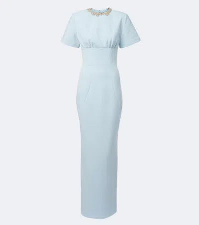 Rachel Gilbert Dovetta Embellished Crepe Corset Gown In Blue