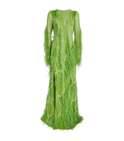 Rachel Gilbert Embellished Alice Gown In Green