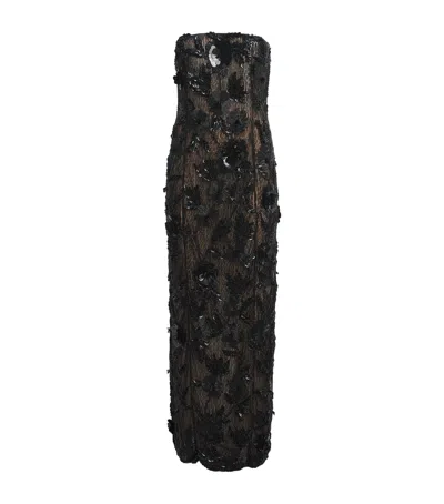 Rachel Gilbert Embellished Pierre Maxi Dress In Brown