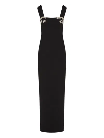 Rachel Gilbert Embellished Square-neck Maxi Gown In Black