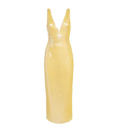 Rachel Gilbert Embellished Tamzin Sleeveless Midi Dress In Yellow