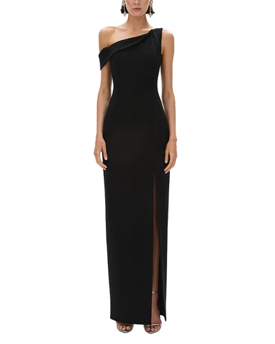 Rachel Gilbert Emilie Asymmetric Side Slit Gown In Black