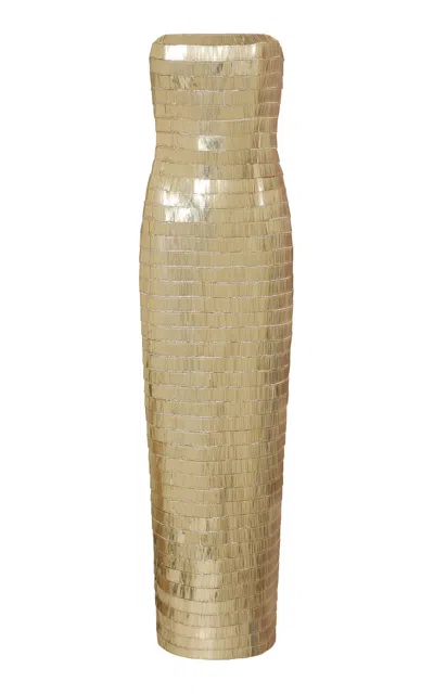 Rachel Gilbert Estra Midi Dress In Gold