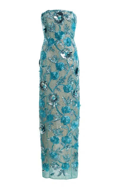 Rachel Gilbert Exclusive Pierre Embellished Tulle Gown In Blue