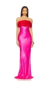 Rachel Gilbert Fiorella Gown In Fuschia & Red