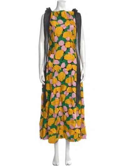 Pre-owned Rachel Gilbert Floral Print Long Dress In Multi
