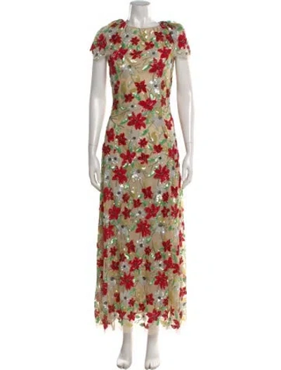Pre-owned Rachel Gilbert Floral Print Long Dress In Multi