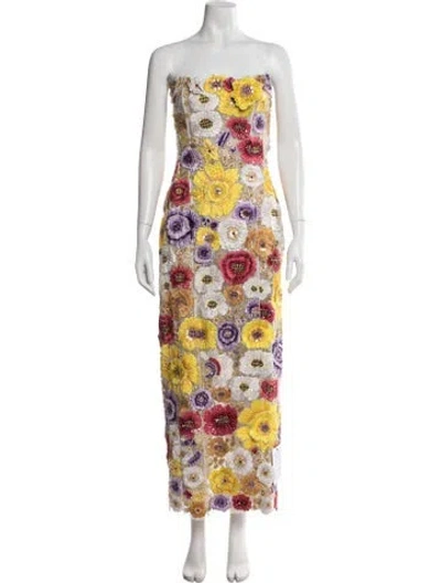 Pre-owned Rachel Gilbert Floral Print Long Dress W/ Tags In Multi