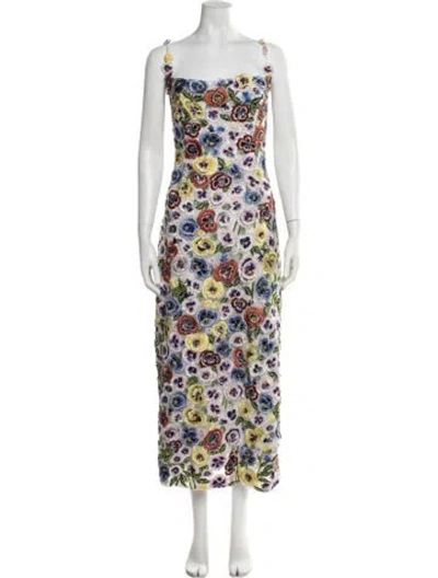 Pre-owned Rachel Gilbert Floral Print Long Dress W/ Tags In Multicolor