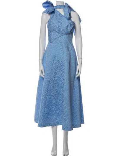 Pre-owned Rachel Gilbert Floral Print Midi Length Dress In Blue