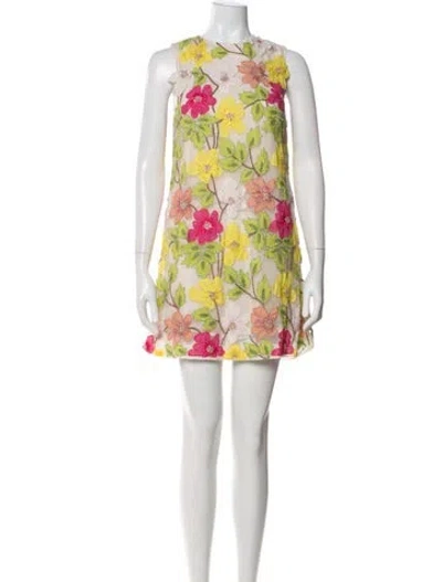 Pre-owned Rachel Gilbert Floral Print Mini Dress In Multi