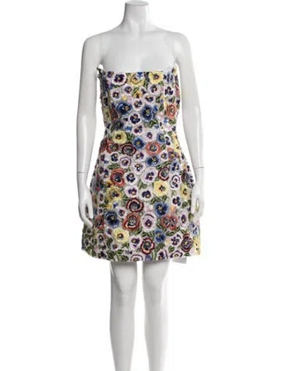 Pre-owned Rachel Gilbert Floral Print Mini Dress In Multicolor