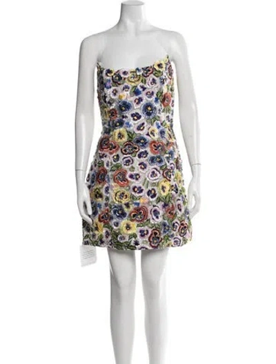 Pre-owned Rachel Gilbert Floral Print Mini Dress In Multicolor