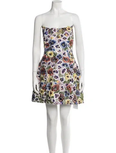 Pre-owned Rachel Gilbert Floral Print Mini Dress W/ Tags In White