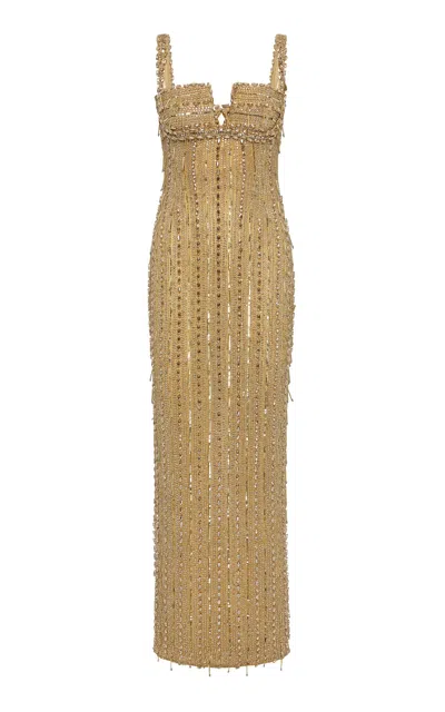 Rachel Gilbert Florentine Crystal-embellished Tulle Gown In Gold