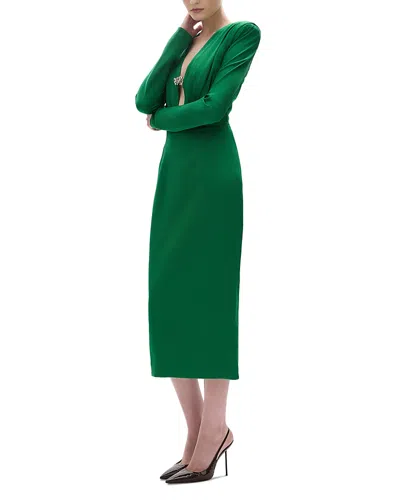 Rachel Gilbert Florida Plunge Neck Dress In Green