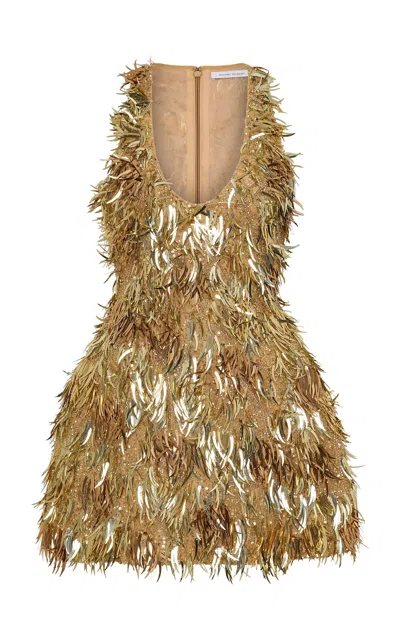 Rachel Gilbert Floss Embellished Mini Dress In Gold