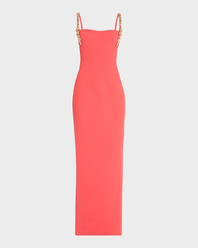 Rachel Gilbert Franca Crystal-strap Column Gown In White