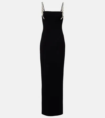 Rachel Gilbert Franca Embellished Crêpe Corset Gown In Black