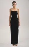Rachel Gilbert Franca Floral-crystal Strap Gown In Black