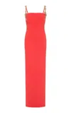 Rachel Gilbert Franca Floral-crystal Strap Gown In Orange