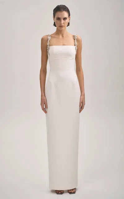 Rachel Gilbert Franca Floral-crystal Strap Gown In White