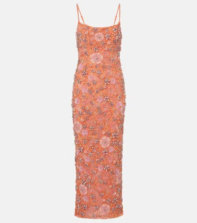 Rachel Gilbert Francesca Embellished Floral Gown In Pink