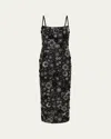 Rachel Gilbert Francesca Floral Embellished Ankle Gown In Black