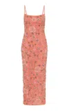 Rachel Gilbert Francesca Floral Embellished Tulle Gown In Pink