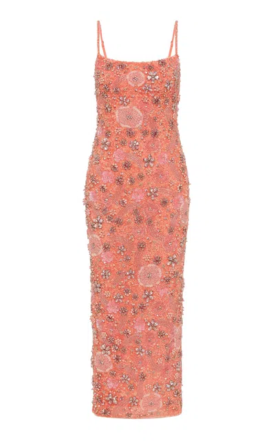 Rachel Gilbert Francesca Floral Embellished Tulle Gown In Pink