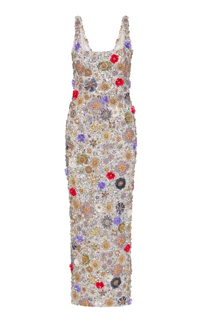 Rachel Gilbert Francesca Floral Embroidered Tulle Gown In Multi