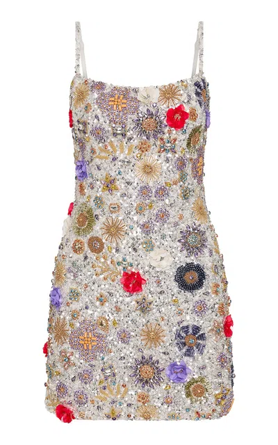 Rachel Gilbert Francesca Floral Embroidered Tulle Mini Dress In Multi