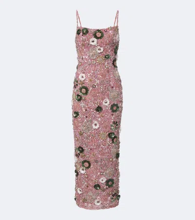 Rachel Gilbert Francesca Floral-appliqué Corset Dress In Pink