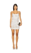 Rachel Gilbert Francesca Floral Embroidered Tulle Mini Dress In Silver