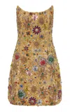 Rachel Gilbert Francesca Strapless Star Tulle Mini Dress In Gold