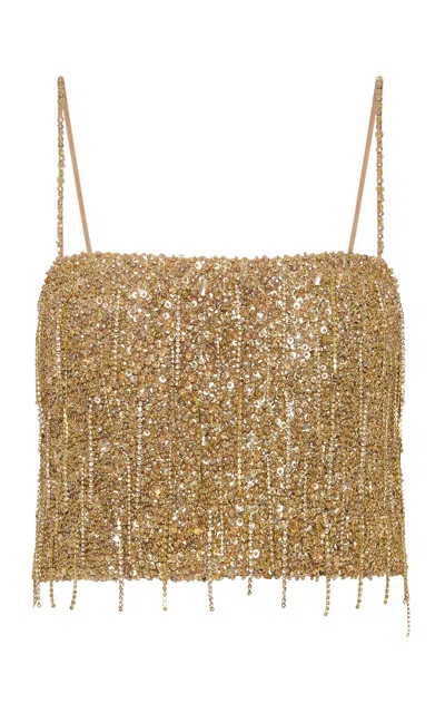 Rachel Gilbert Frank Embellished Fringe Top In Animal Print