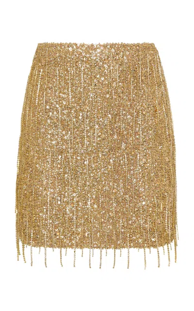 Rachel Gilbert Frank Wool-cashmere Fringe Mini Skirt In Gold
