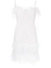 Rachel Gilbert Frenchy Sequin-embellished Feather Minidress In White